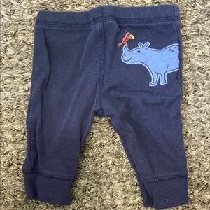 Navy Baby Pants with Hippo and Bird Design